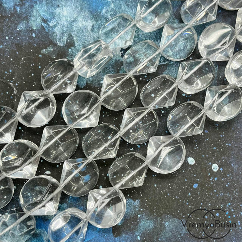 Горный хрусталь имит., бусины капли с гранями ок. 16 мм (1/2 нити, ок.     12 шт.)