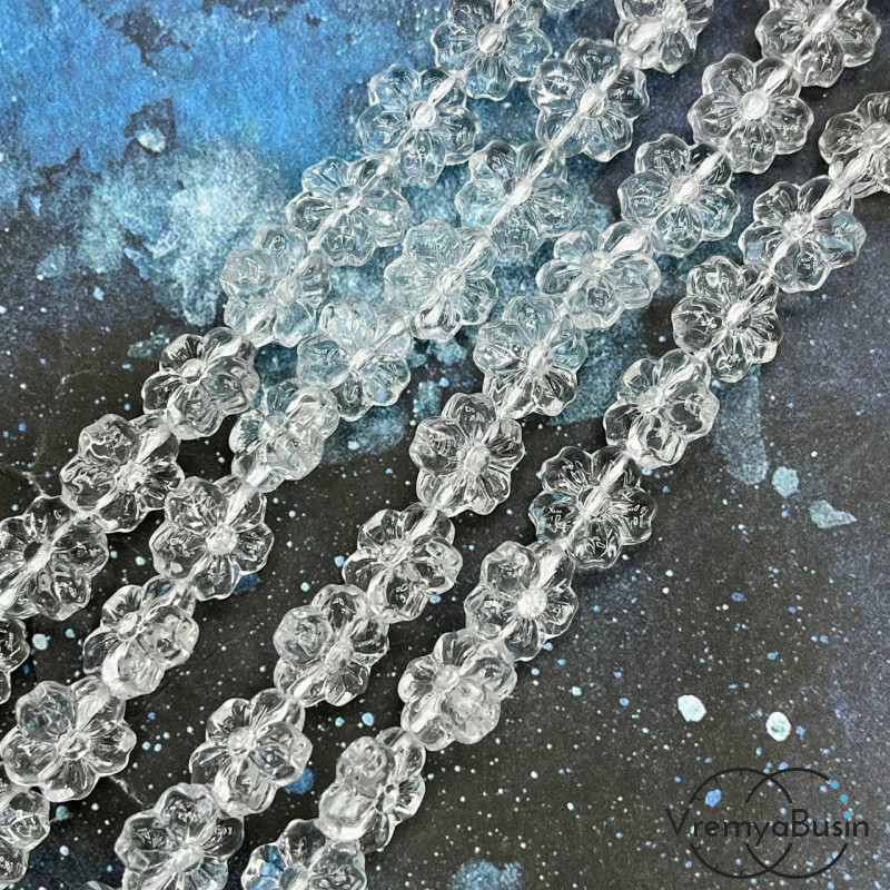 Горный хрусталь имит., бусины цветочки 14х6 мм (1/2 нити, ок.  15    шт.)