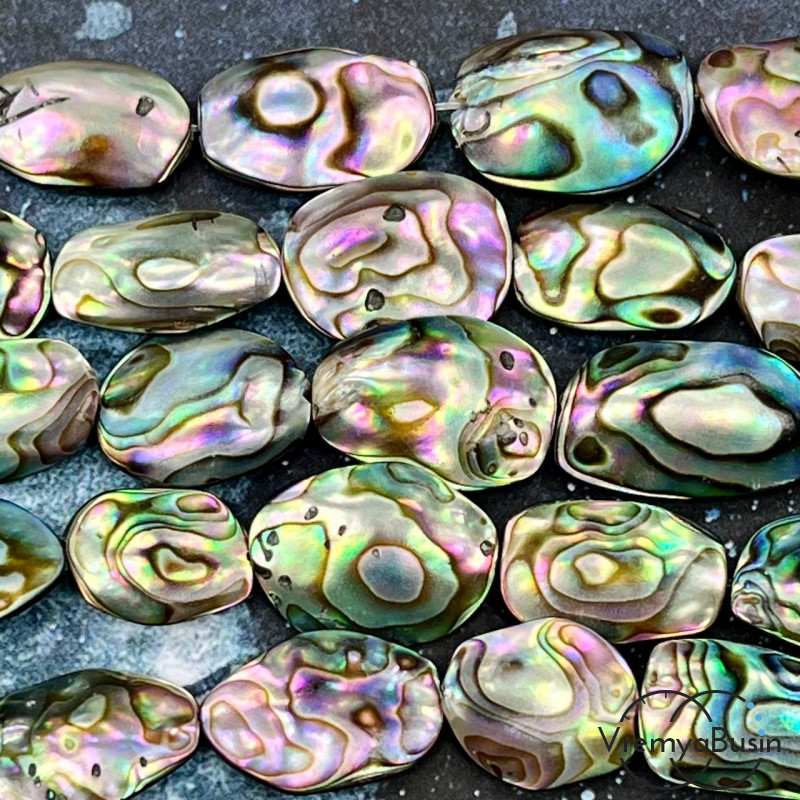 Гелиотис, бусины натур. двухсторонние ракушки, ок. 15х20 мм (1 шт.)