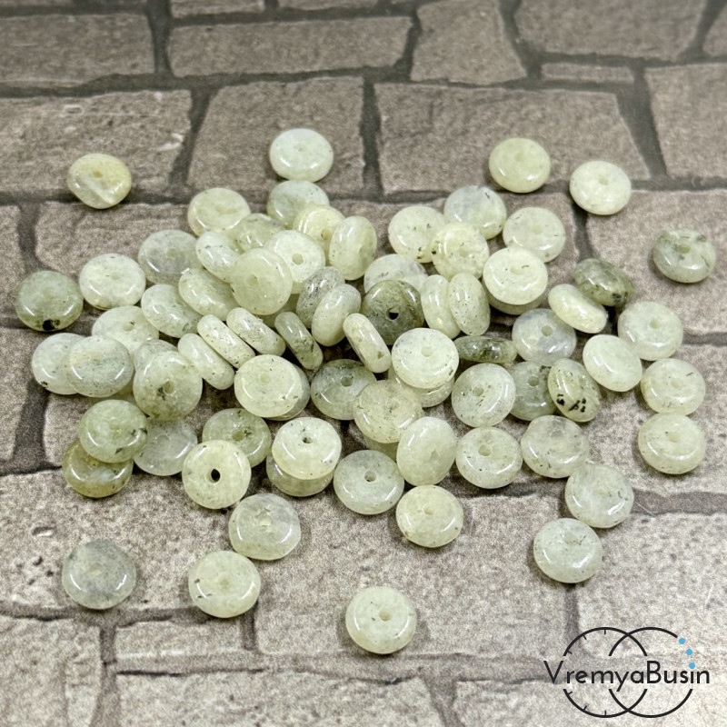 Лабрадор, бусины гладкие шайбы, 6х2 мм (упак. 10 шт.)