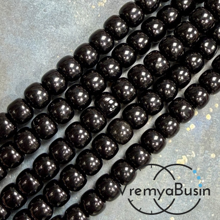 Обсидиан, шайба гладкая, ок. 7х8 мм (нить, ок. 50 шт.)