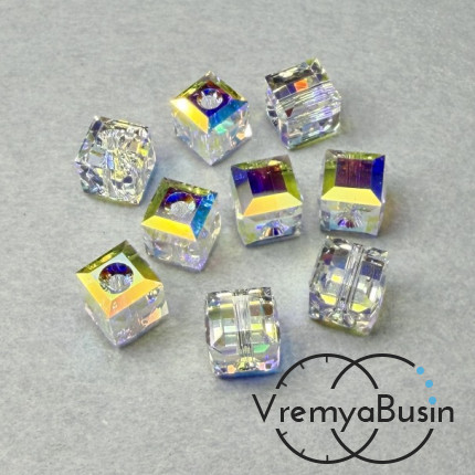 SWAROVSKI Бусина хрустальная 5601, Куб 6 мм, цв. белый радужный (1 шт.)