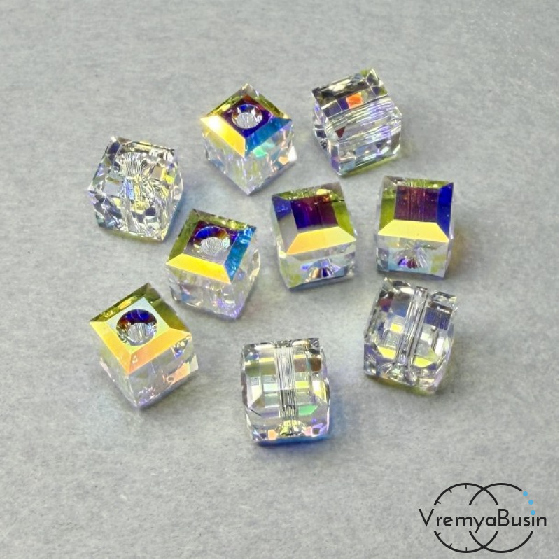 SWAROVSKI Бусина хрустальная 5601, Куб 6 мм, цв. белый радужный (1 шт.) SWAROVSKI Бусина хрустальная 5601, Куб 6 мм, цв. белый радужный (1 шт.)