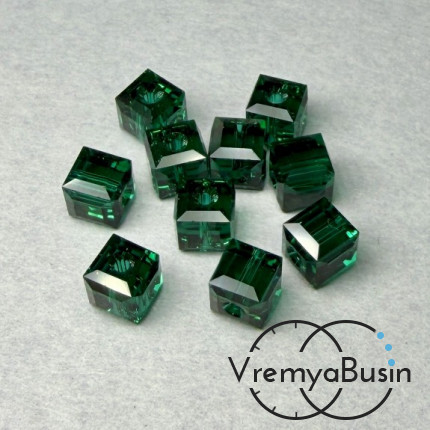 SWAROVSKI Бусина хрустальная 5601, Куб 6 мм, цв. изумрудный  (1 шт.)