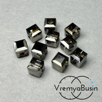 SWAROVSKI Бусина хрустальная 5601, Куб 6 мм, цв. серый зеркальный  (1 шт.)