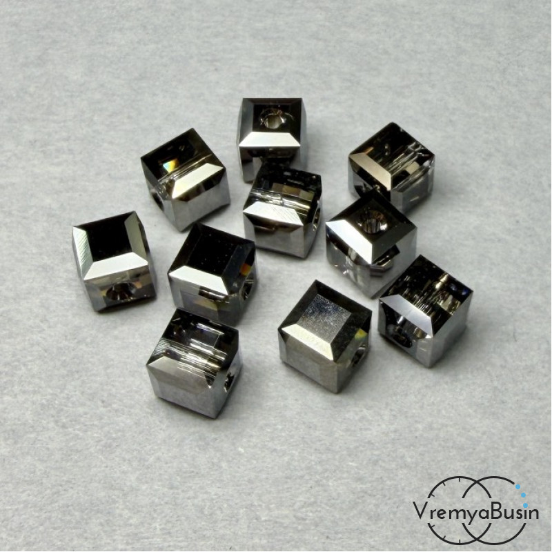 SWAROVSKI Бусина хрустальная 5601, Куб 6 мм, цв. серый зеркальный (1 шт.) SWAROVSKI Бусина хрустальная 5601, Куб 6 мм, цв. серый зеркальный (1 шт.)