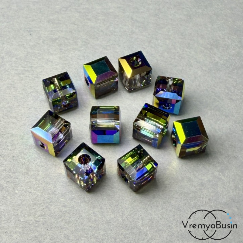 SWAROVSKI Бусина хрустальная 5601, Куб 6 мм, цв. витрал лайт радужный (1 шт.) SWAROVSKI Бусина хрустальная 5601, Куб 6 мм, цв. витрал лайт радужный (1 шт.)
