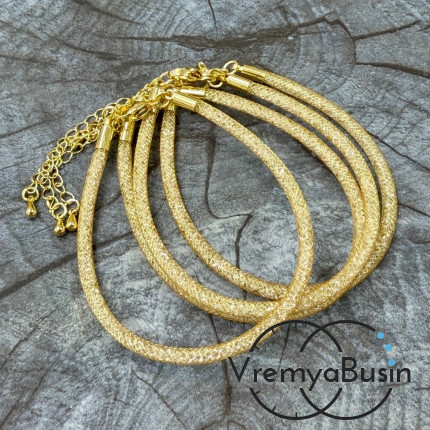 Основа для браслета из сетки с кристалликами, латунь с позолотой (1 шт.)