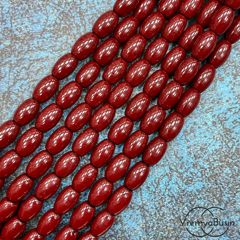 Гематит, рис гладкий ок. 6х8 мм, цв. бордовый (нить, ок. 65  шт.)
