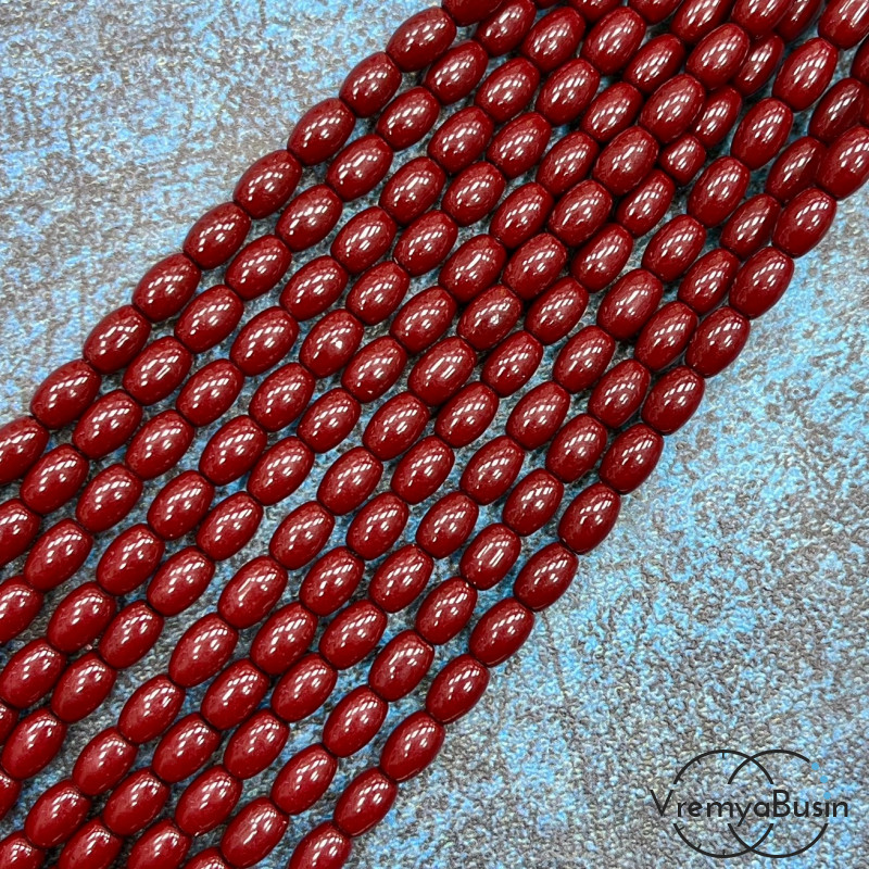 Гематит, рис гладкий ок. 4х6 мм, цв. бордовый (нить, ок. 90  шт.)