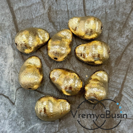 Бусина облегченная "Барочная жемчужина", 20х13х10 мм, из латуни с позолотой  (1 шт.)