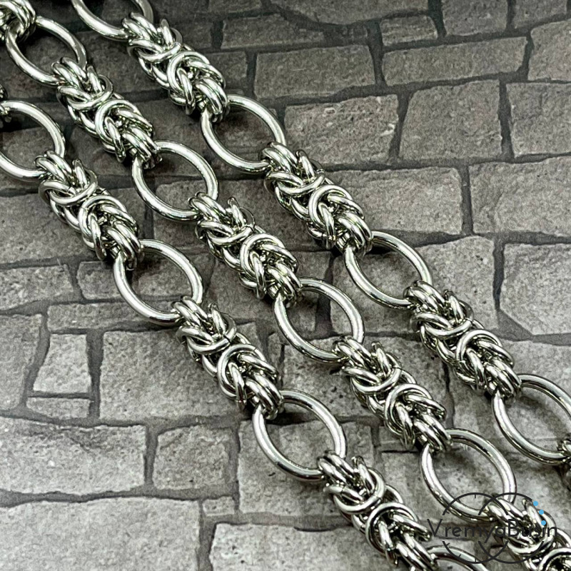 Цепочка металлическая крупная, латунь с родиевым покрытием (1/2 м.)