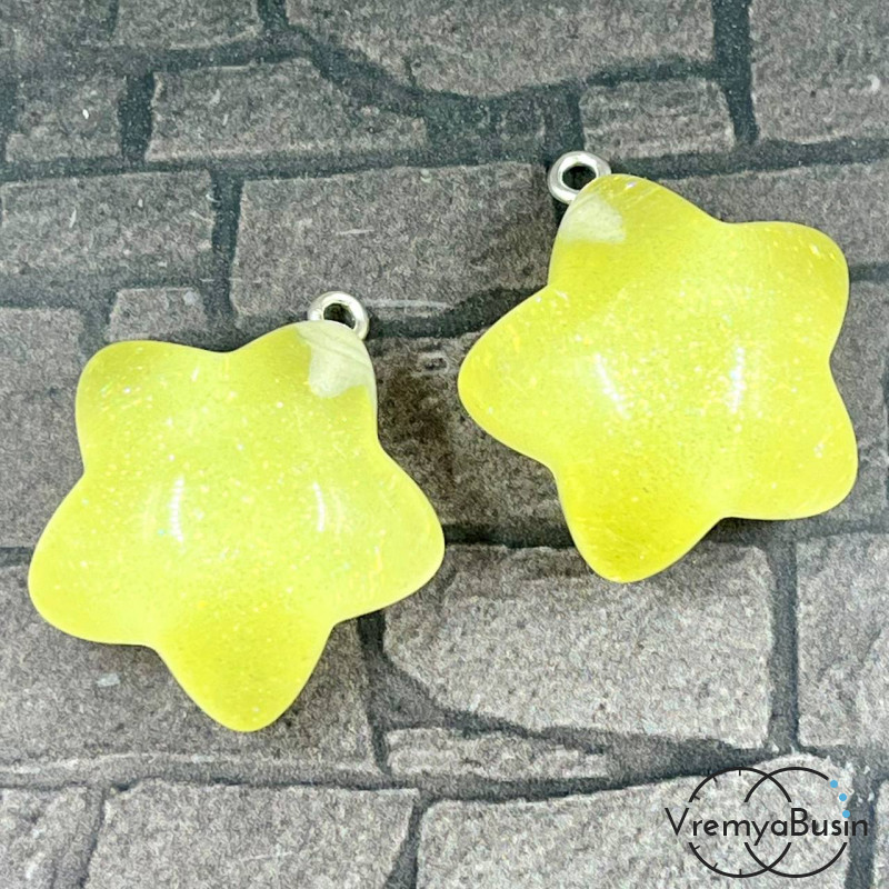 Подвеска из акрила "Звезда", 27х25х15 мм, цв. желтый (1 шт.)