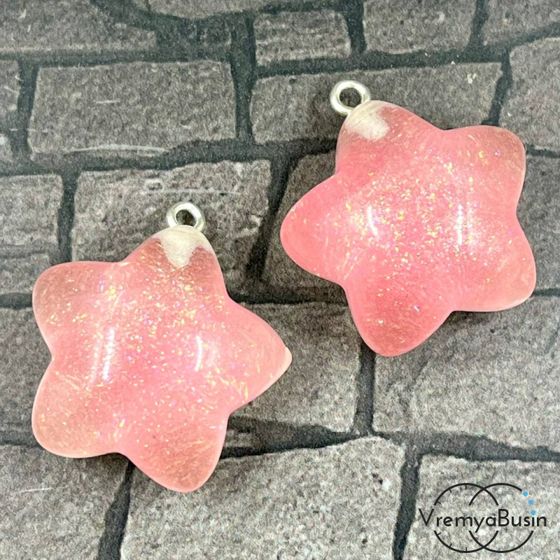 Подвеска из акрила "Звезда", 27х25х15 мм, цв. розовый (1 шт.)