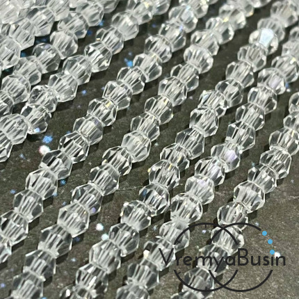 Бусины-биконусы из граненого стекла, 2х3 мм, цв.  прозрачный  (нить, ок. 180 шт.)