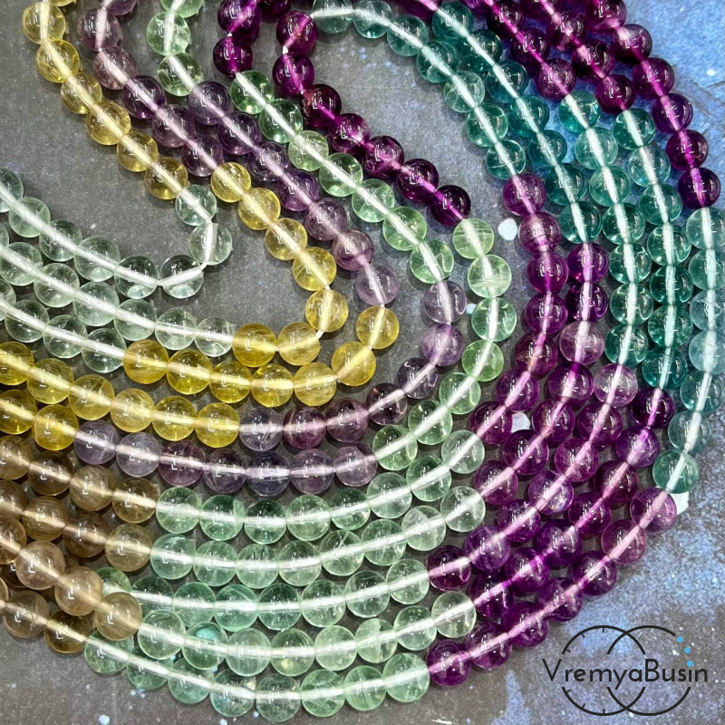 Флюорит, премиум выборка по цвету, шарик гладкий 6 мм (1/2 нити, ок. 32 шт.)