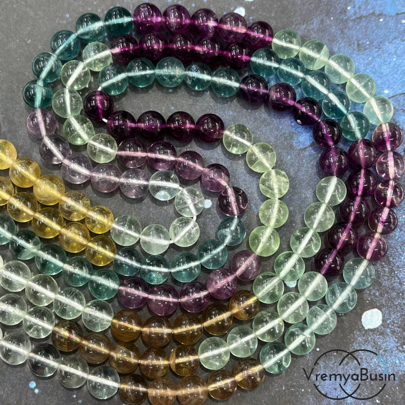 Флюорит, премиум выборка по цвету, шарик гладкий 8 мм (1/2 нити, ок. 24 шт.)