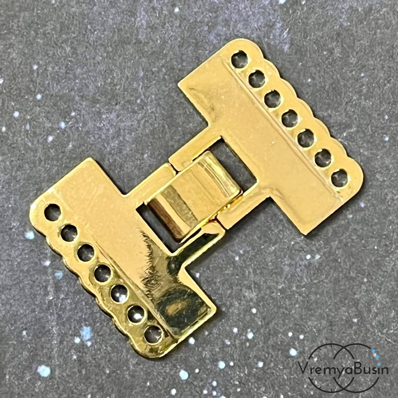 Замок для украшений на 7 нитей, 36х24 мм, латунь с позолотой (1 шт.) 