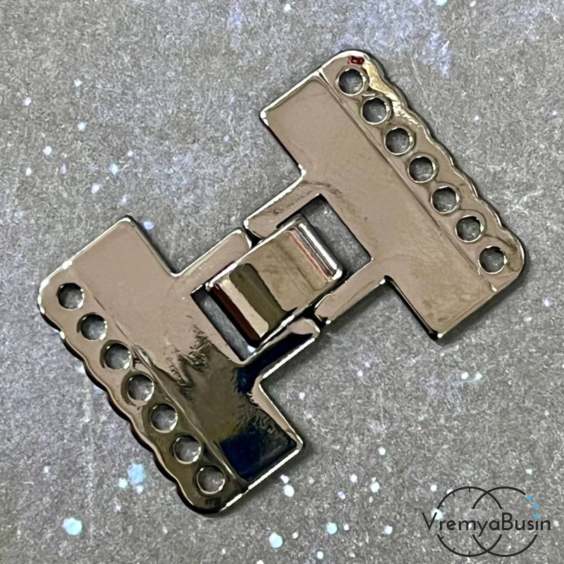 Замок для украшений на 7 нитей, 36х24 мм, латунь с черным родиевым покрытием (1 шт.) 