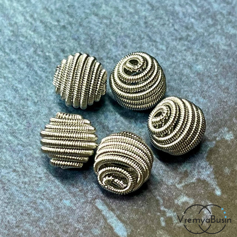 Бусина пружина 10 мм, из латуни с родиевым покрытием (1 шт.)