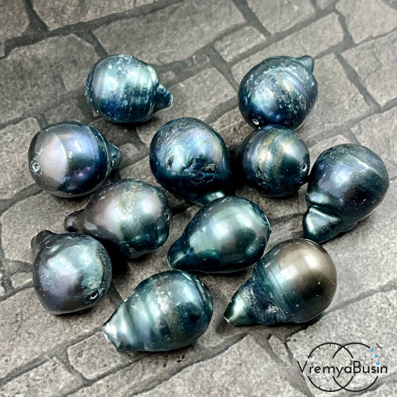 Жемчуг натуральный речной барочный, цв. ЧЕРНЫЙ, ок. 12х16 мм  (1  шт.)