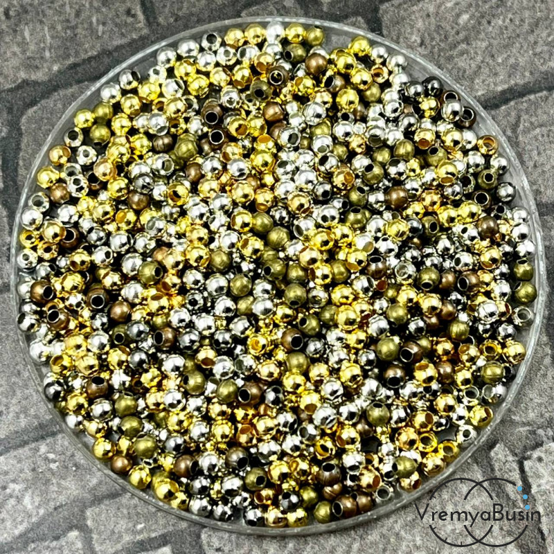 Разделители шарики, 2 мм, цв. микс (упак. ок. 250 шт.)