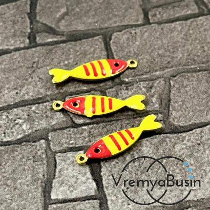 Рыбка, 5х18 мм, подвеска из нержавеющей стали с эмалью (1 шт.)