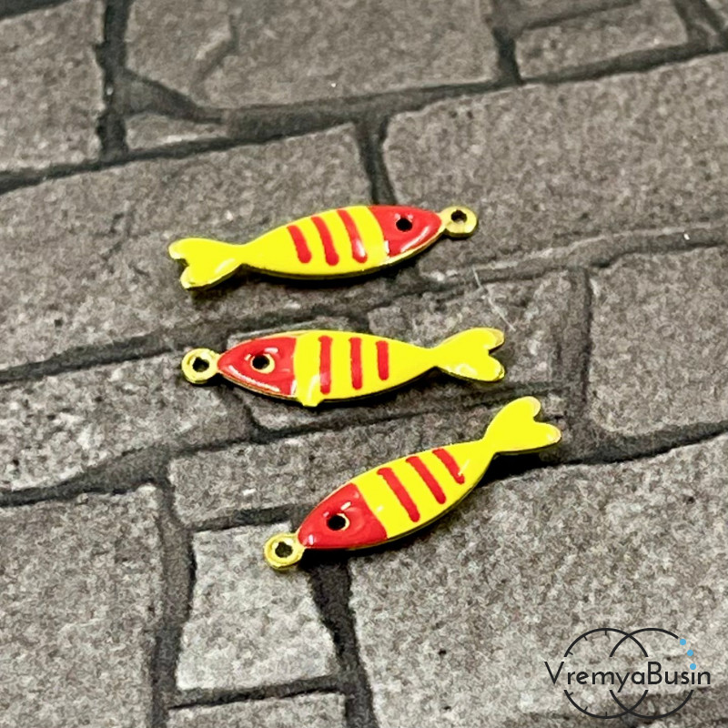 Рыбка, 5х18 мм, подвеска из нержавеющей стали с эмалью (1 шт.)