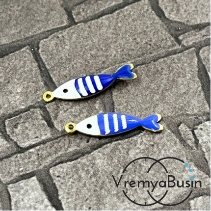 Рыбка, 5х18 мм, подвеска из нержавеющей стали с эмалью (1 шт.)