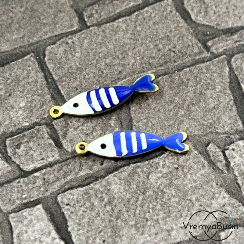 Рыбка, 5х18 мм, подвеска из нержавеющей стали с эмалью (1 шт.)