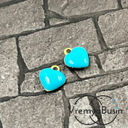 Сердце, 8х9 мм, подвеска из нержавеющей стали с эмалью (1 шт.)