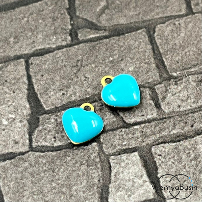 Сердце, 8х9 мм, подвеска из нержавеющей стали с эмалью (1 шт.)