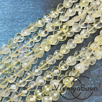 Цитрин, сердце граненое ок. 8х8х4 мм (нить, ок. 24 шт.)