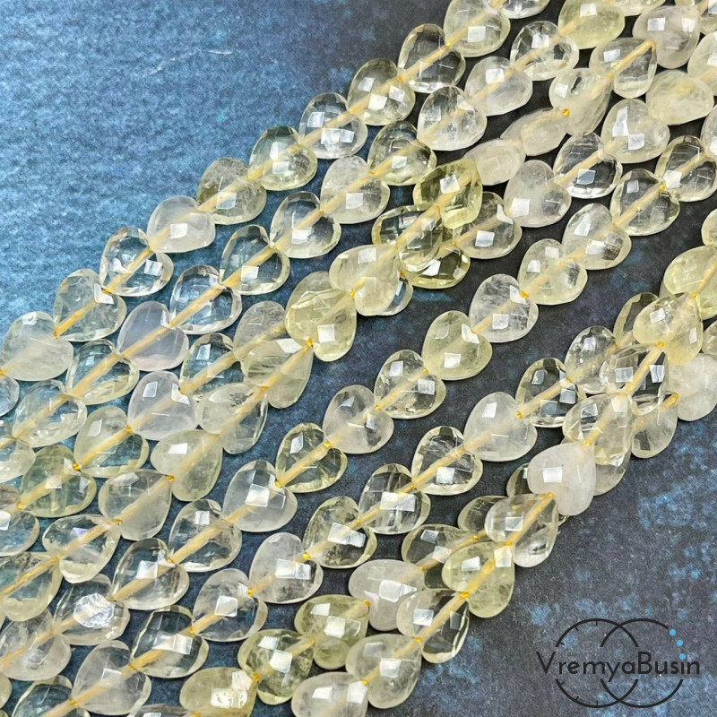 Цитрин, сердце граненое ок. 8х8х4 мм (нить, ок. 24 шт.)