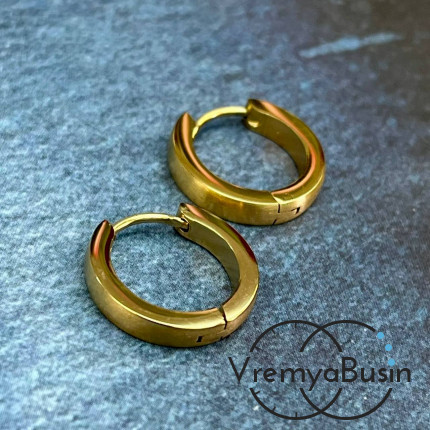 Швензы-конго из нержавеющей стали с позолотой, 16х3 мм  (1 пара)