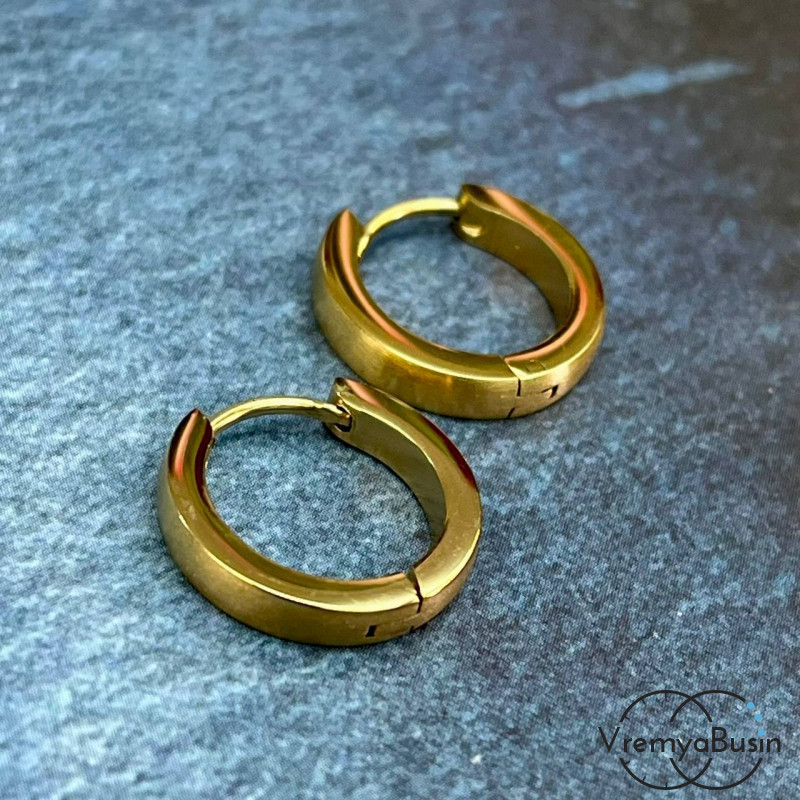 Швензы-конго из нержавеющей стали с позолотой, 16х3 мм  (1 пара)