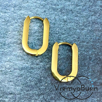 Швензы-конго из нержавеющей стали с позолотой, 11х17х3 мм  (1 пара)