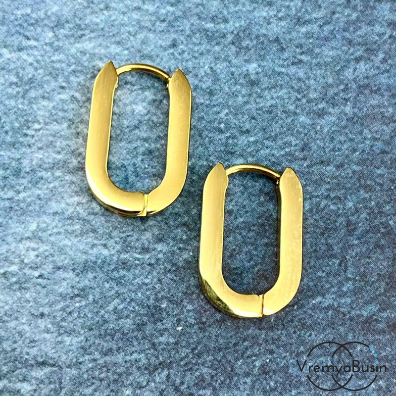 Швензы-конго из нержавеющей стали с позолотой, 11х17х3 мм  (1 пара)