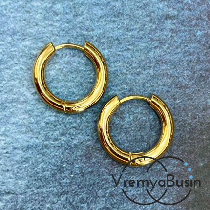 Швензы-конго из нержавеющей стали с позолотой, 18х3 мм  (1 пара)