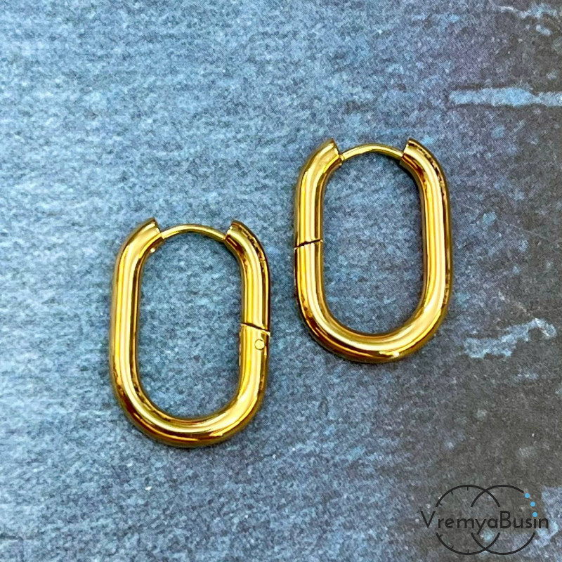 Швензы-конго из нержавеющей стали с позолотой, 16х23х3 мм  (1 пара)