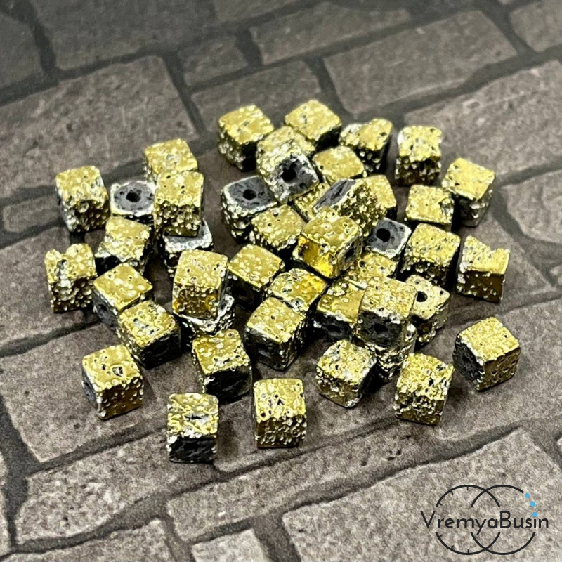 Гематит, кубик 4х4 мм, им. лавы (упак. 10 шт.)