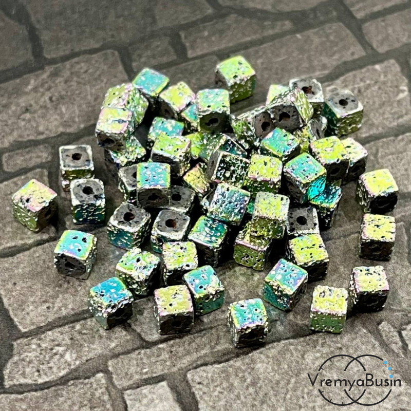 Гематит, кубик 4х4 мм, им. лавы (упак. 10 шт.)