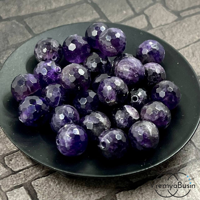 Аметист натур., шарик граненый 10 мм (1 шт.)