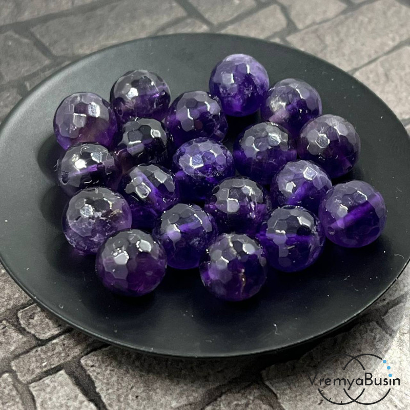 Аметист натур., шарик граненый 10 мм (1 шт.)