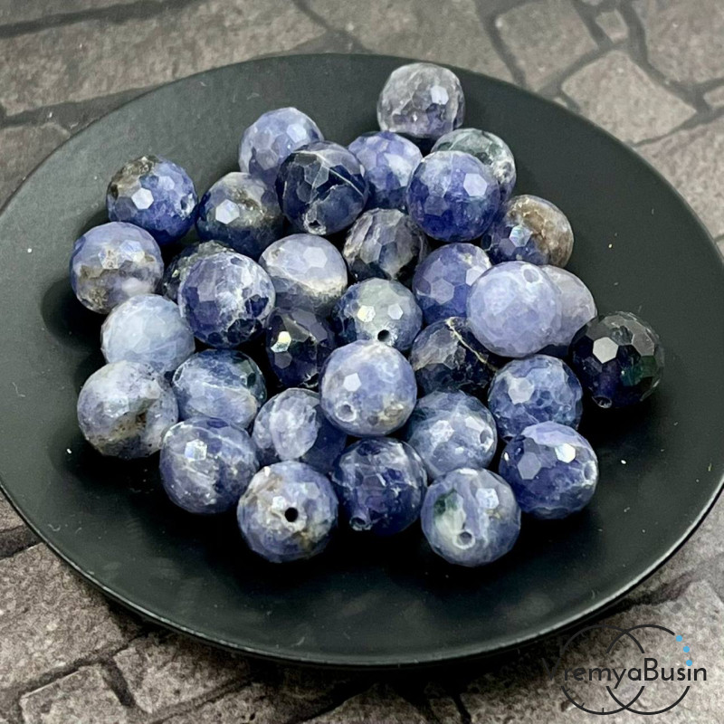 Иолит, шарик 8 мм с ювелирной огранкой (1 шт.)