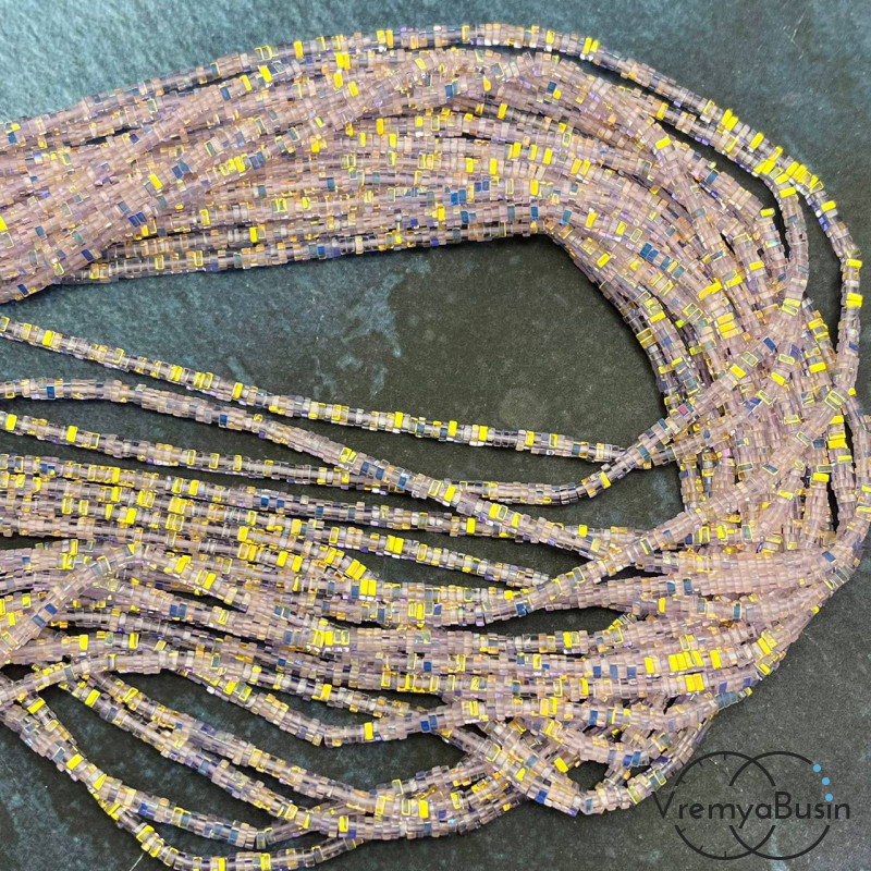 Бусины из стекла, чипс квадратик 2х1 мм (нить, ок. 380 шт.)