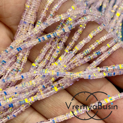 Бусины из стекла, чипс квадратик 2х1 мм (нить, ок. 380 шт.)