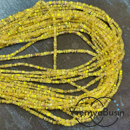 Бусины из стекла, чипс квадратик 2х1 мм (нить, ок. 380 шт.)