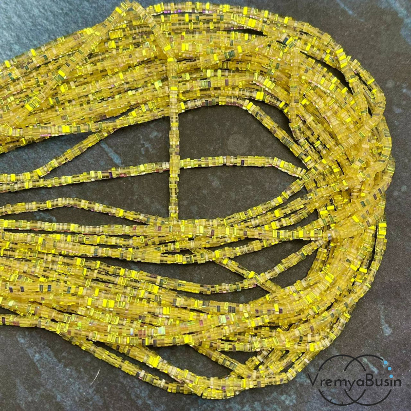 Бусины из стекла, чипс квадратик 2х1 мм (нить, ок. 380 шт.)