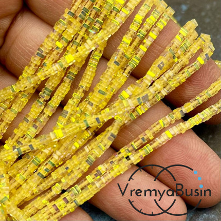 Бусины из стекла, чипс квадратик 2х1 мм (нить, ок. 380 шт.)